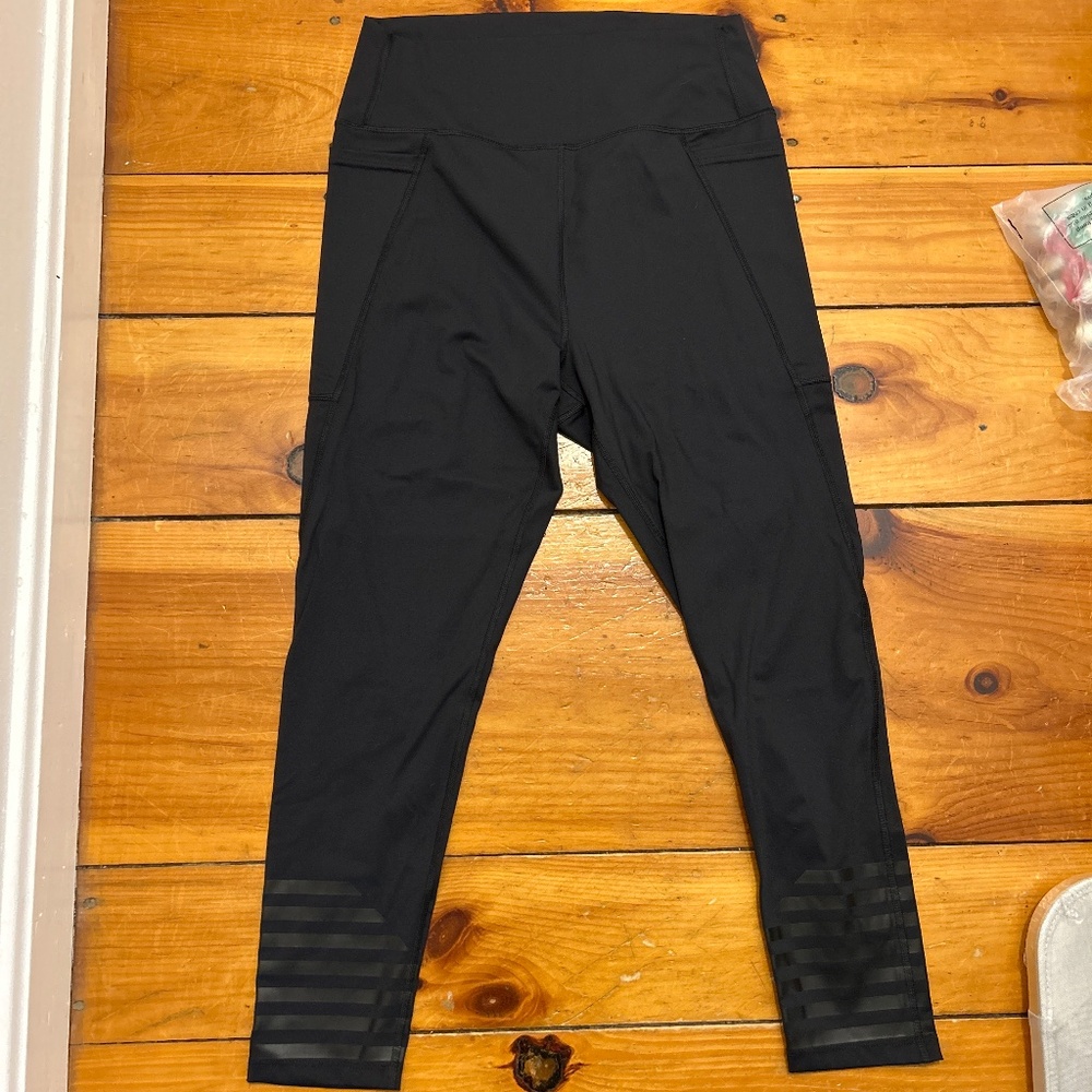 Addison Bay High Rise Pattison Leggings Black Stripe XL